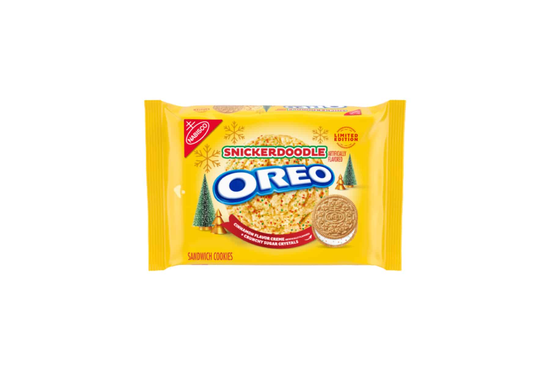 Yellow package of golden snickerdoodle Oreos.