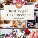 Nine cake recipe images in a grid with a title over them.