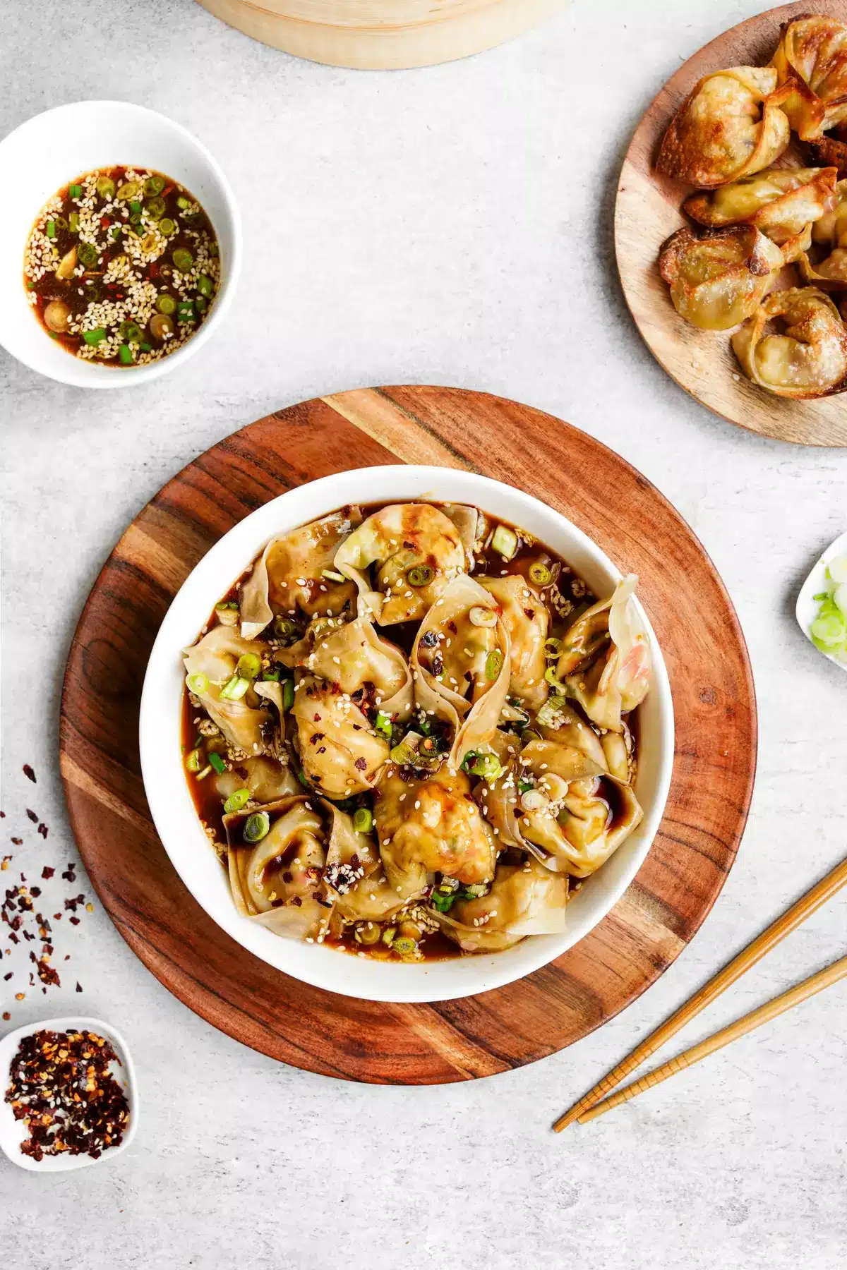 Chinese vegan dumplings in a bowl.