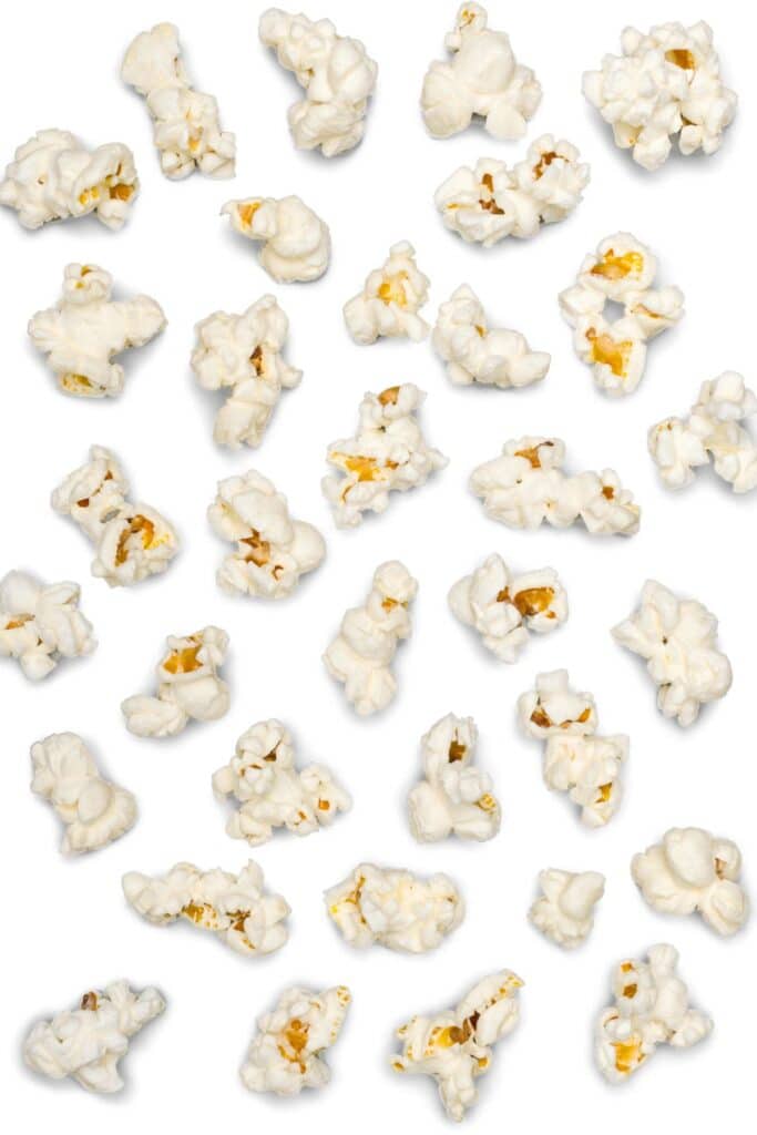 White surface covered in popped pop corn.