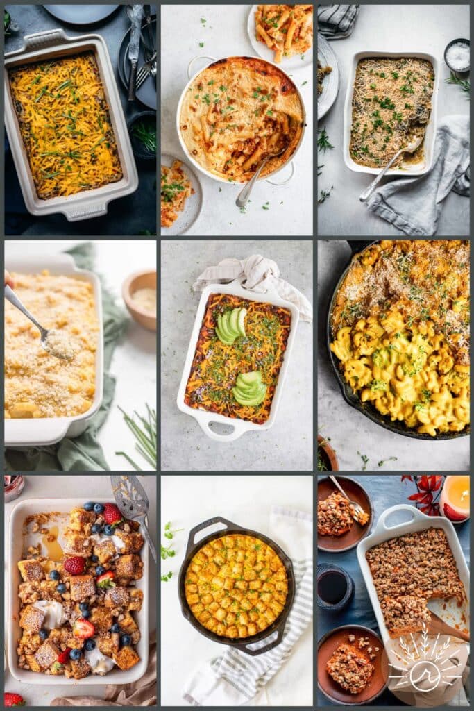 A collage of pictures of casseroles and casseroles.