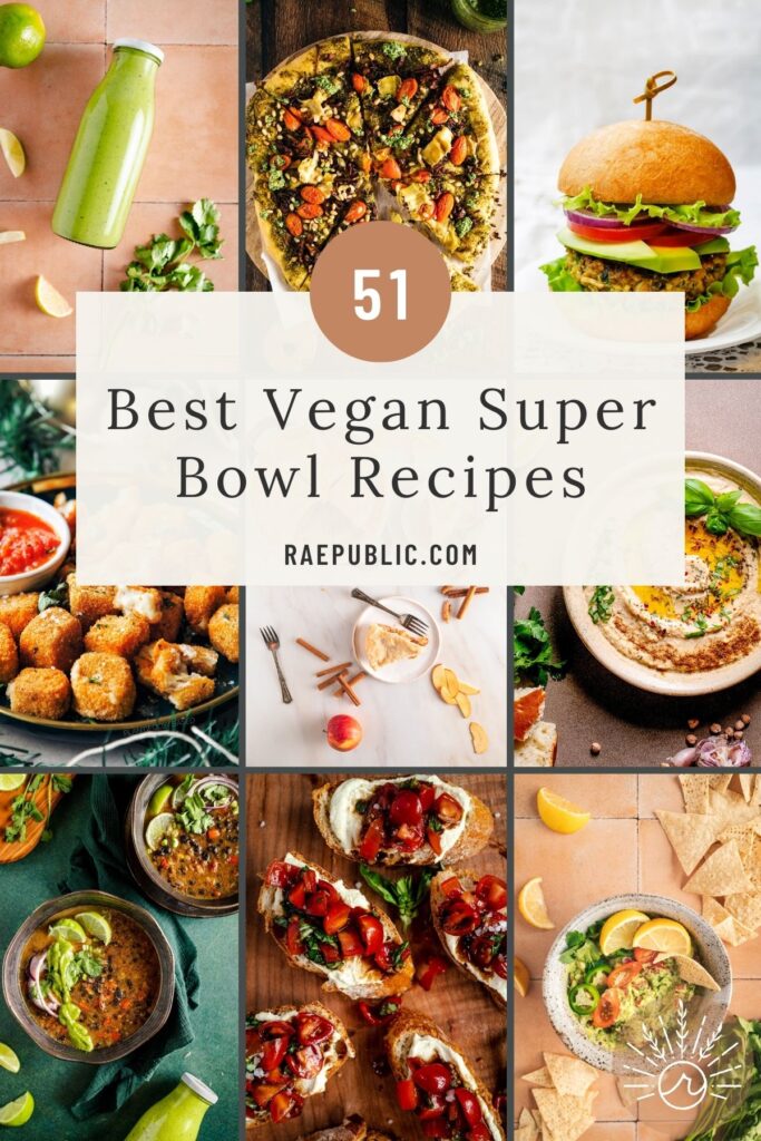 Collage of the best vegan super bowl recipes.