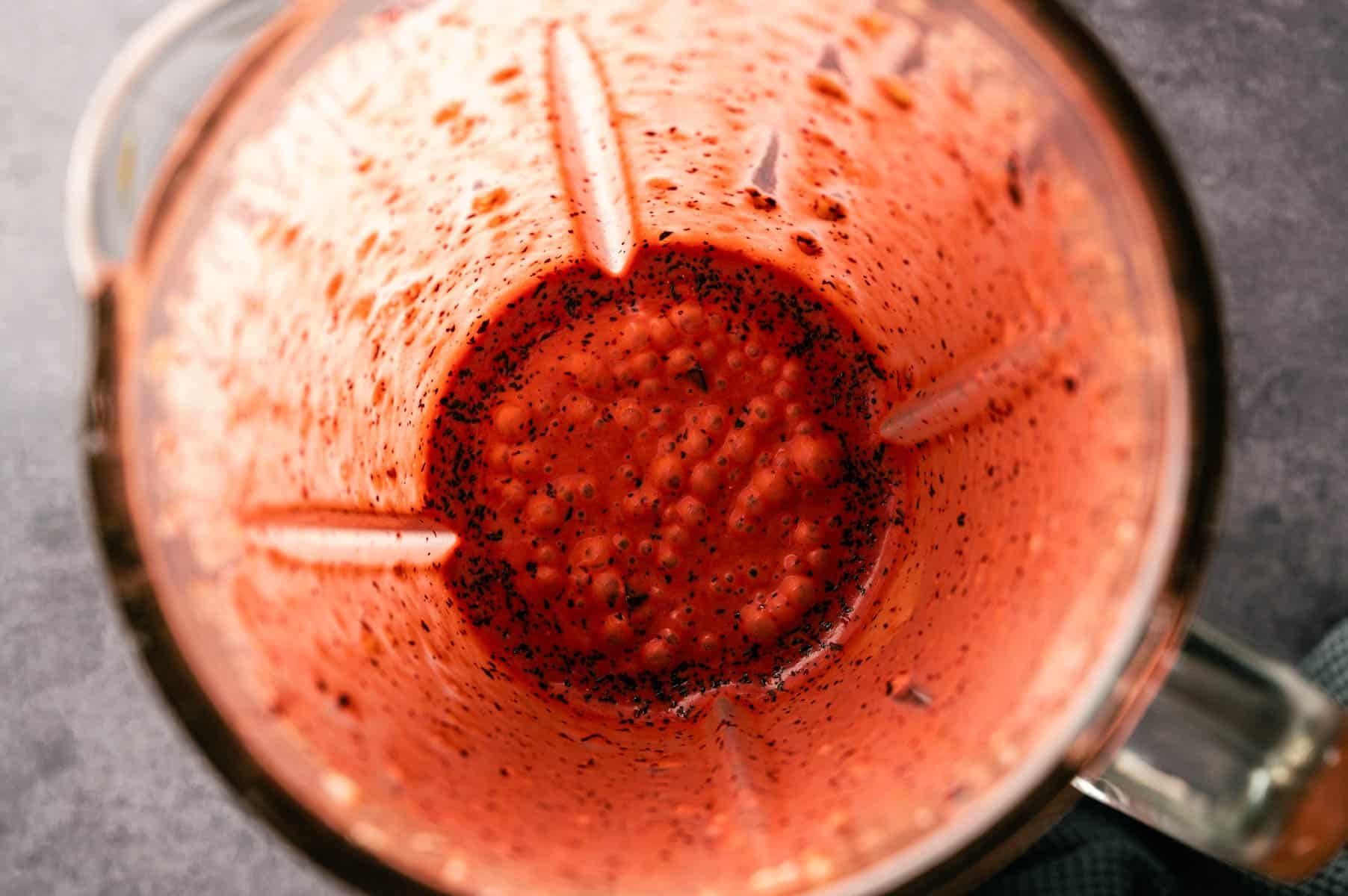 Blueberry salad dressing blended in a blender.